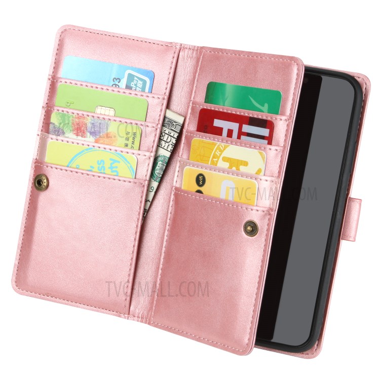 Multiple Card Slots Split Leather Wallet Phone Cover Case for iPhone 11 Pro Max 6.5-inch - Rose Gold-3