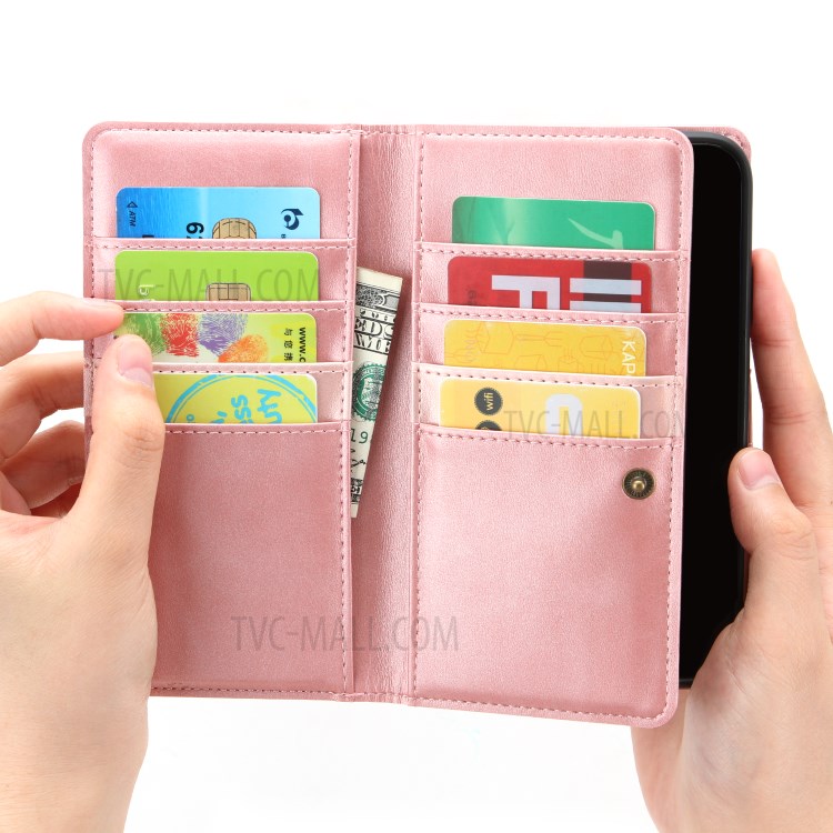 Multiple Card Slots Split Leather Wallet Phone Cover Case for iPhone 11 Pro Max 6.5-inch - Rose Gold-4