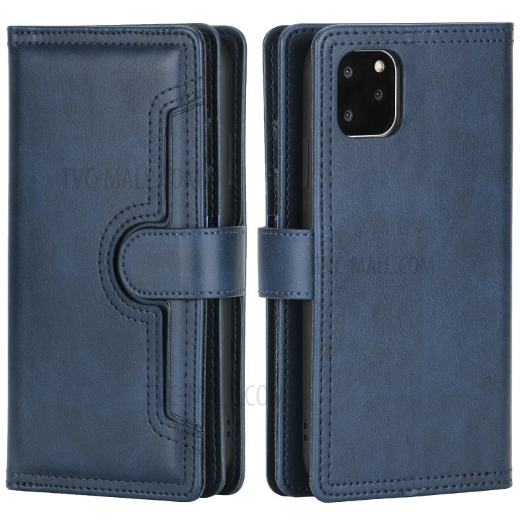Multiple Card Slots Split Leather Wallet Phone Cover Case for iPhone 11 Pro Max 6.5-inch - Blue-2