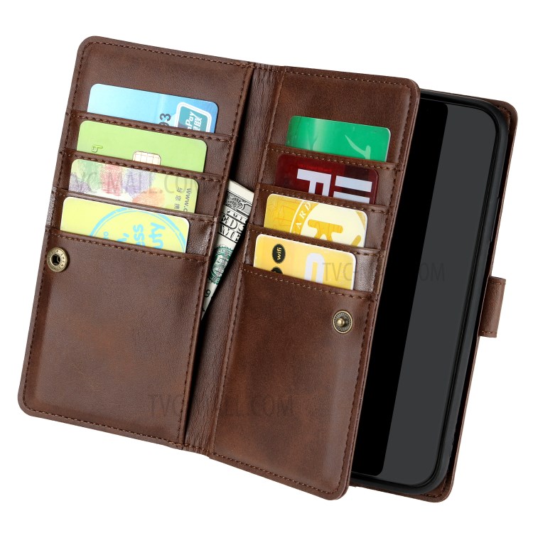 Multiple Card Slots Split Leather Wallet Phone Cover Case for iPhone 11 Pro Max 6.5-inch - Coffee-3