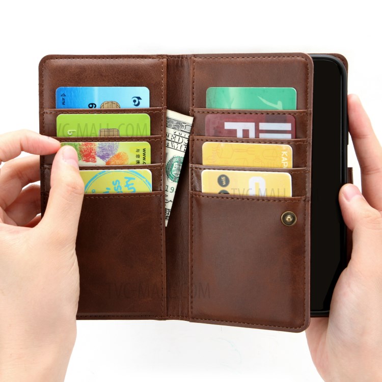 Multiple Card Slots Split Leather Wallet Phone Cover Case for iPhone 11 Pro Max 6.5-inch - Coffee-4