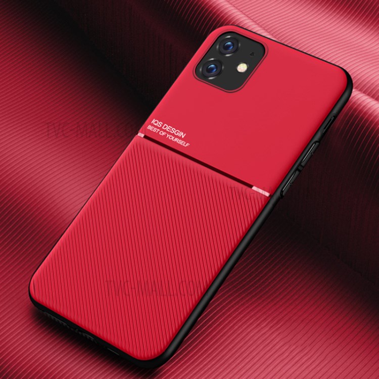 Minimalist Business Style Leather Coated TPU Phone Cover for iPhone 11 6.1 inch - Red-1