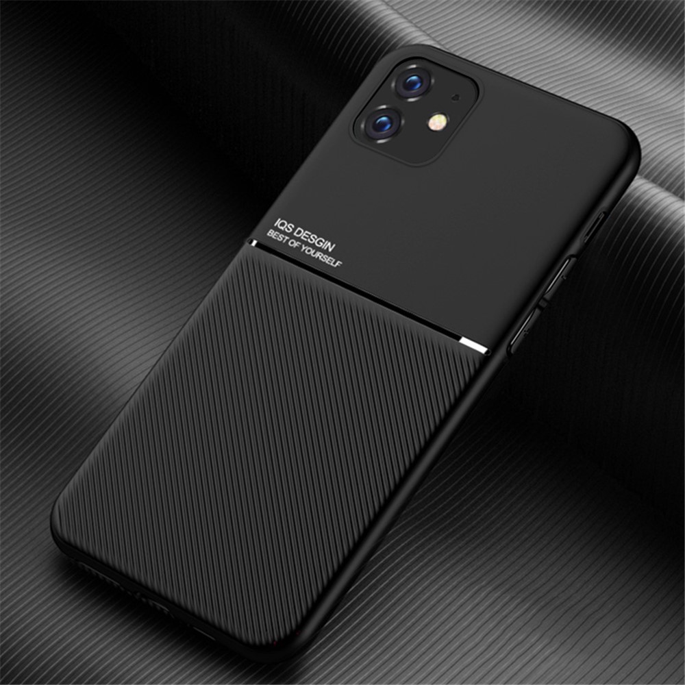 Minimalist Business Style Leather Coated TPU Phone Cover for iPhone 11 6.1 inch - Black-1