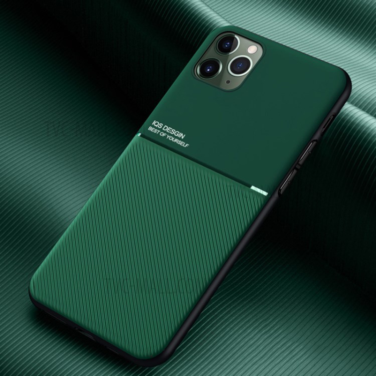 Minimalist Business Style Leather Coated TPU Phone Casing for iPhone 11 Pro Max 6.5 inch - Green