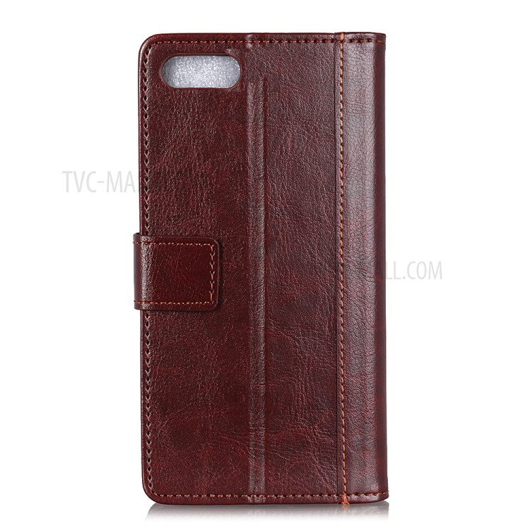 Rivet Decor Crazy Horse Surface Leather Wallet Shell for iPhone SE (2nd Generation)/7/8 4.7 inch - Brown-3