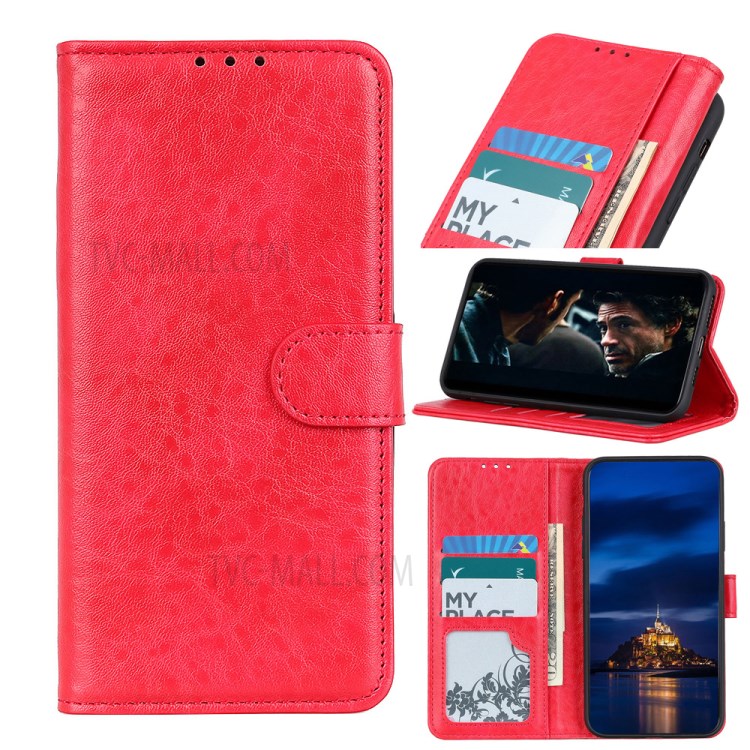 Crazy Horse Leather with Wallet Stand Mobile Phone Case for iPhone SE (2nd Generation)/8/7 4.7 inch - Red-1
