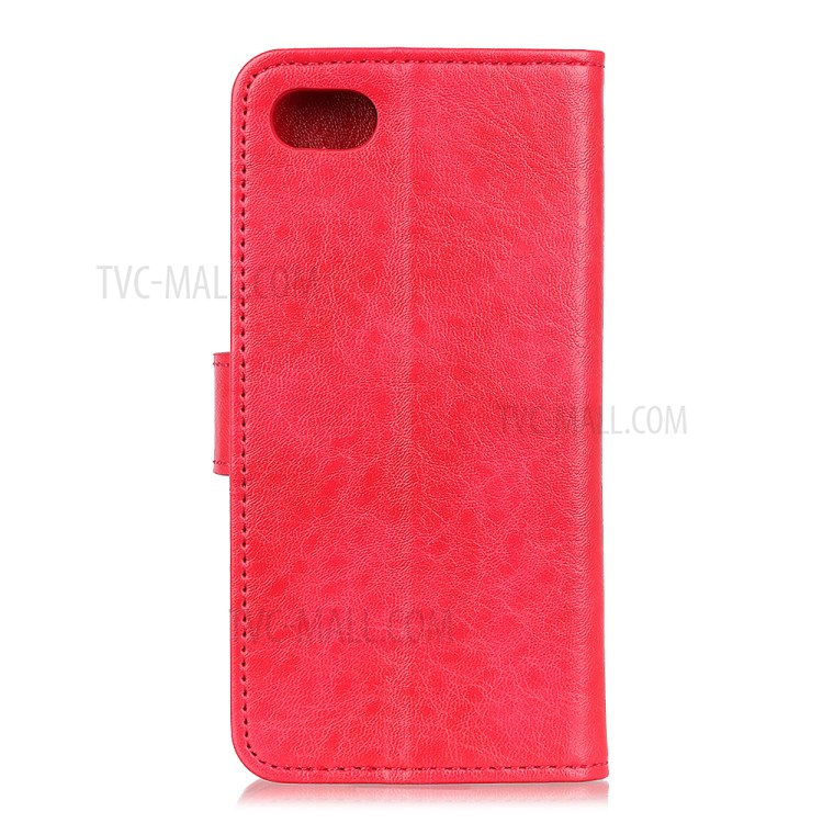 Crazy Horse Leather with Wallet Stand Mobile Phone Case for iPhone SE (2nd Generation)/8/7 4.7 inch - Red-3
