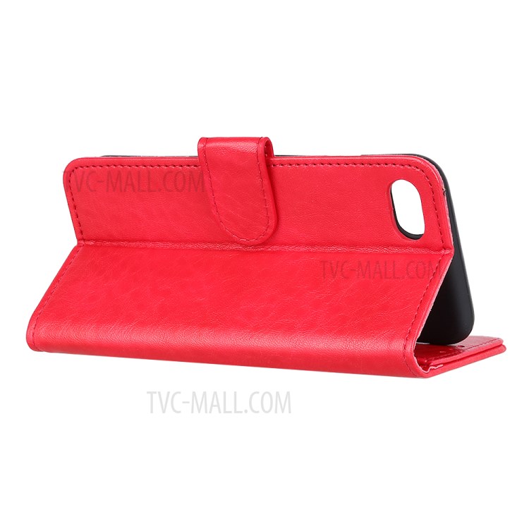 Crazy Horse Leather with Wallet Stand Mobile Phone Case for iPhone SE (2nd Generation)/8/7 4.7 inch - Red-9