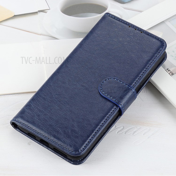 Crazy Horse Leather with Wallet Stand Mobile Phone Case for iPhone SE (2nd Generation)/8/7 4.7 inch - Blue-10