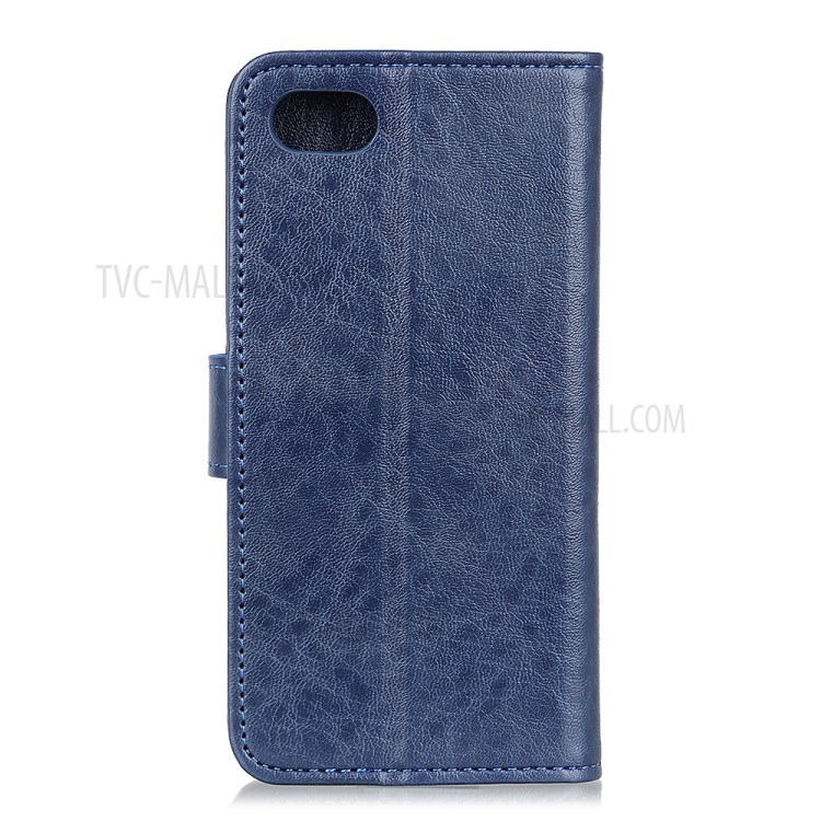 Crazy Horse Leather with Wallet Stand Mobile Phone Case for iPhone SE (2nd Generation)/8/7 4.7 inch - Blue-3