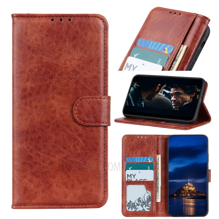 Crazy Horse Leather with Wallet Stand Mobile Phone Case for iPhone SE (2nd Generation)/8/7 4.7 inch - Brown-1
