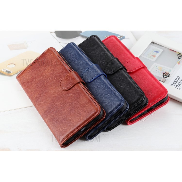 Crazy Horse Leather with Wallet Stand Mobile Phone Case for iPhone SE (2nd Generation)/8/7 4.7 inch - Brown-11