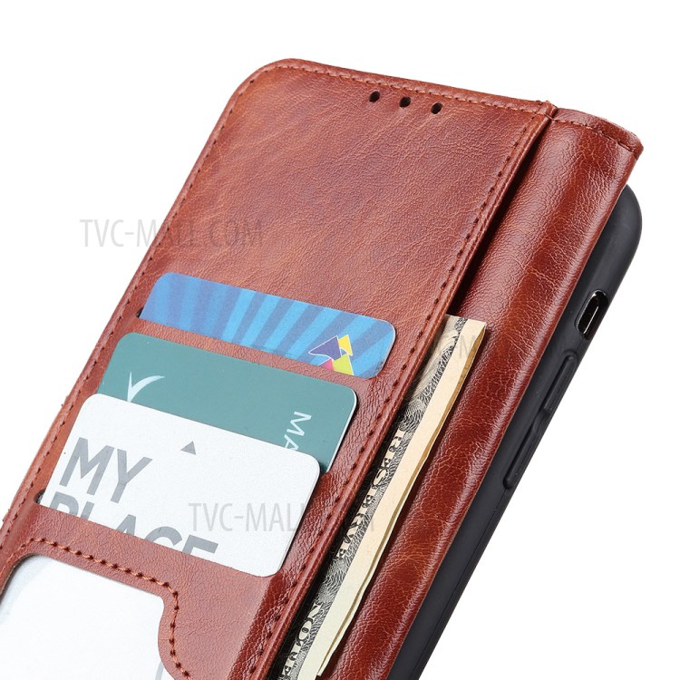 Crazy Horse Leather with Wallet Stand Mobile Phone Case for iPhone SE (2nd Generation)/8/7 4.7 inch - Brown-5