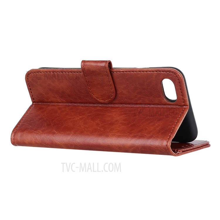 Crazy Horse Leather with Wallet Stand Mobile Phone Case for iPhone SE (2nd Generation)/8/7 4.7 inch - Brown-9
