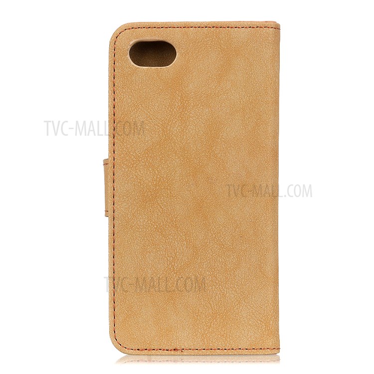 KHAZNEH Vintage Style Leather Wallet Case for iPhone SE (2nd Generation)/8/7 - Khaki-3