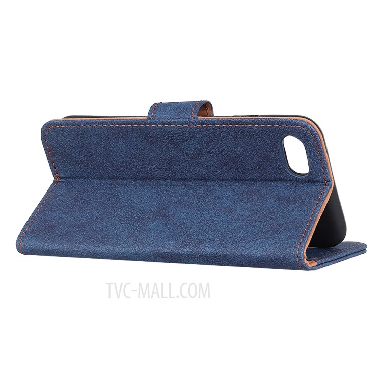 KHAZNEH Vintage Style Leather Wallet Case for iPhone SE (2nd Generation)/8/7 - Blue-9