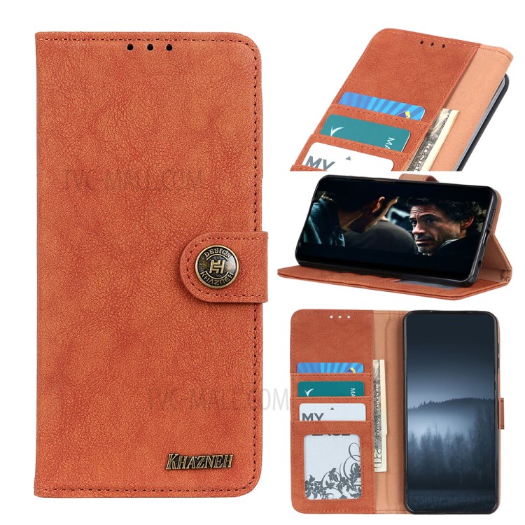 KHAZNEH Vintage Style Leather Wallet Case for iPhone SE (2nd Generation)/8/7 - Brown-1