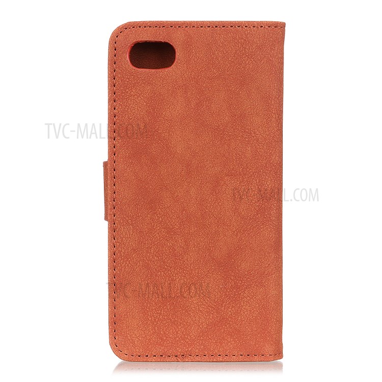 KHAZNEH Vintage Style Leather Wallet Case for iPhone SE (2nd Generation)/8/7 - Brown-3