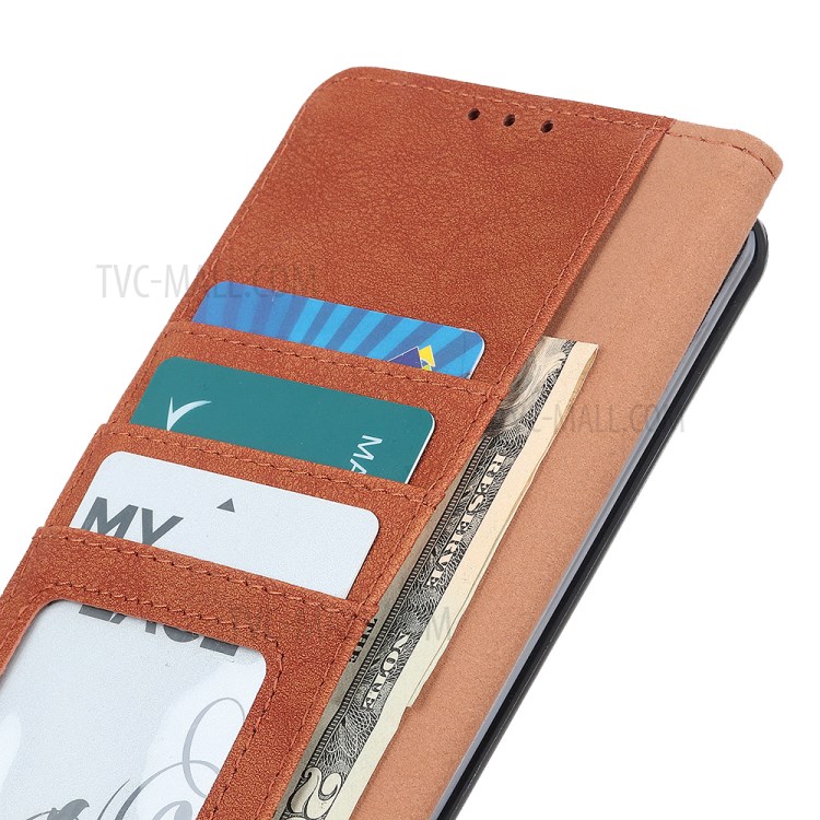 KHAZNEH Vintage Style Leather Wallet Case for iPhone SE (2nd Generation)/8/7 - Brown-8