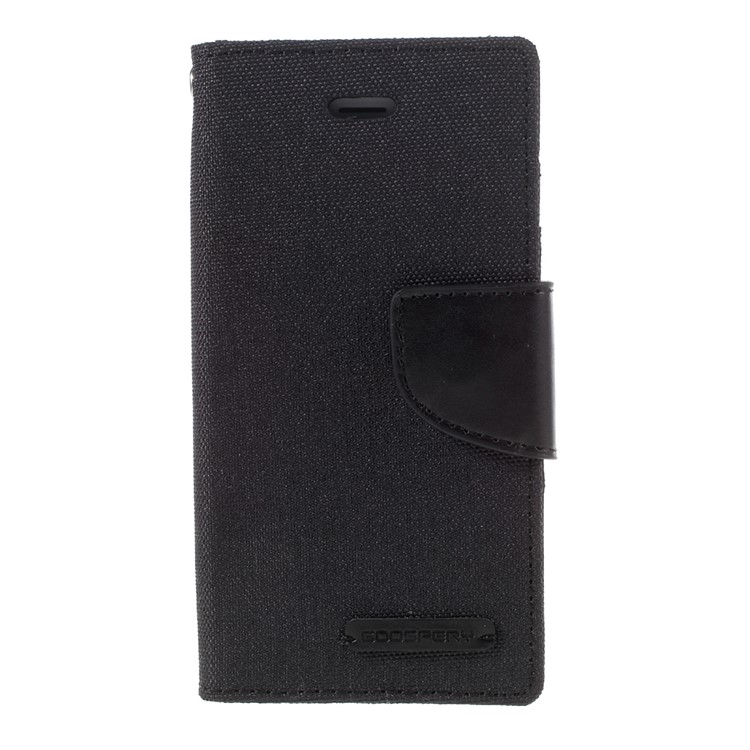 MERCURY GOOSPERY for iPhone SE 5s 5 Canvas Dairy Wallet Stand Leather Case - Black-3