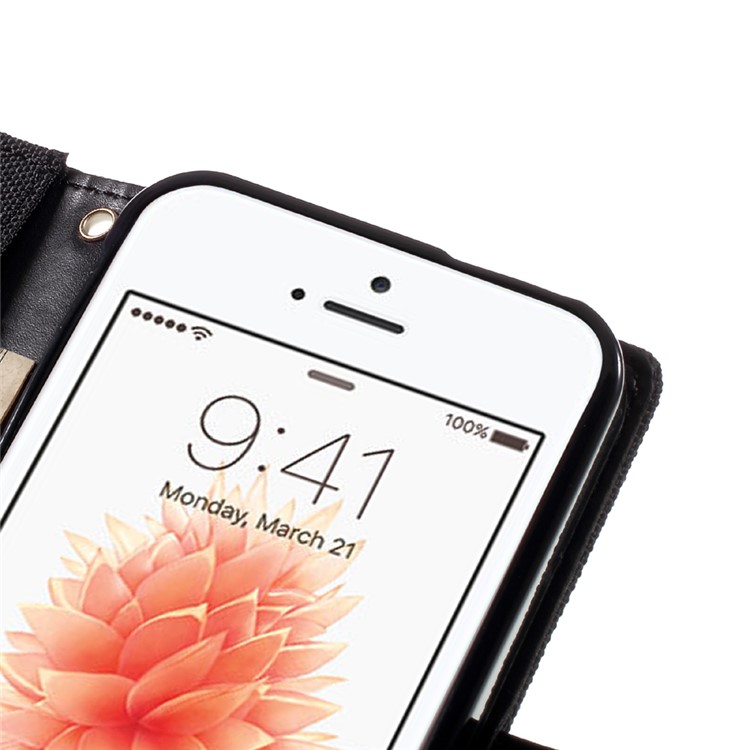 MERCURY GOOSPERY for iPhone SE 5s 5 Canvas Dairy Wallet Stand Leather Case - Black-7
