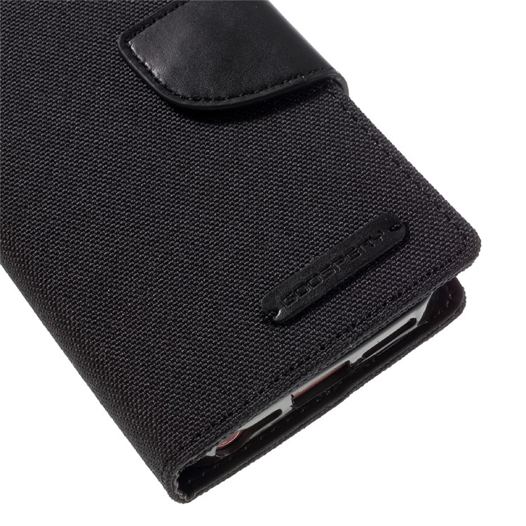 MERCURY GOOSPERY for iPhone SE 5s 5 Canvas Dairy Wallet Stand Leather Case - Black-8