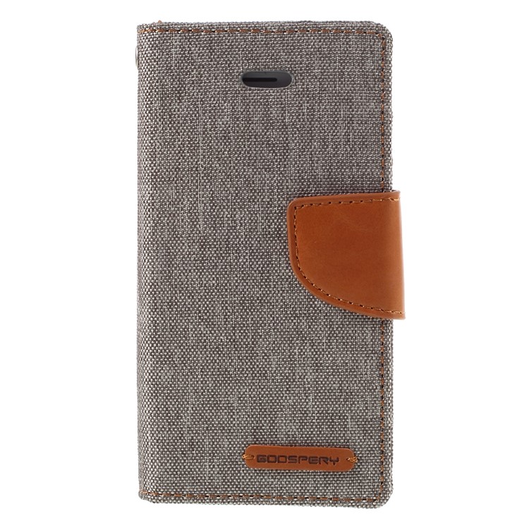 MERCURY GOOSPERY for iPhone SE 5s 5 Canvas Dairy Stand Leather Wallet Case - Grey-3