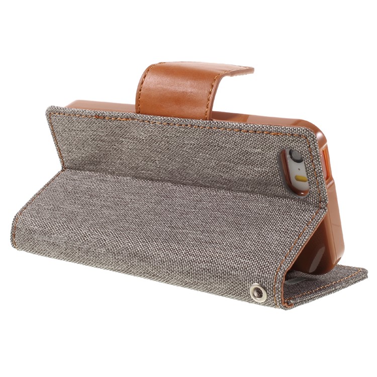 MERCURY GOOSPERY for iPhone SE 5s 5 Canvas Dairy Stand Leather Wallet Case - Grey-5