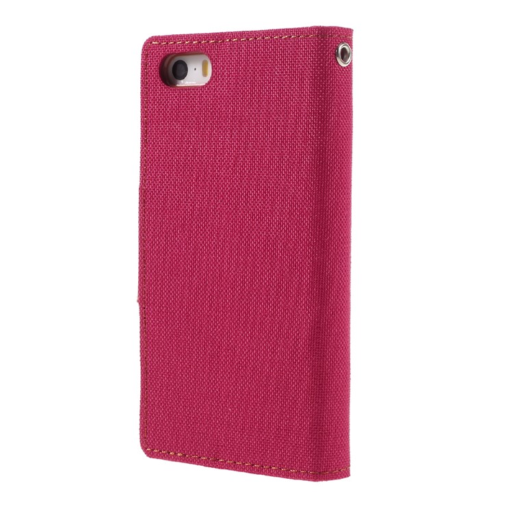 MERCURY GOOSPERY for iPhone SE 5s 5 Canvas Dairy Stand Leather Phone Case - Red-2