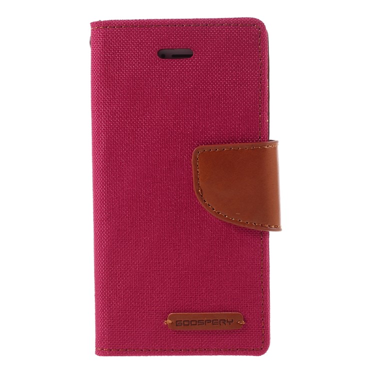 MERCURY GOOSPERY for iPhone SE 5s 5 Canvas Dairy Stand Leather Phone Case - Red-3