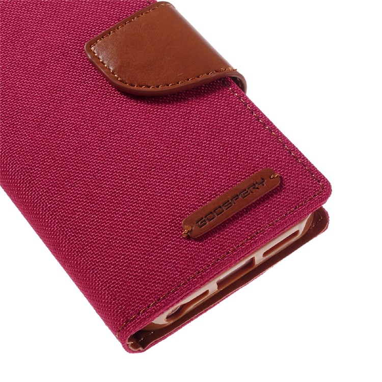 MERCURY GOOSPERY for iPhone SE 5s 5 Canvas Dairy Stand Leather Phone Case - Red-7