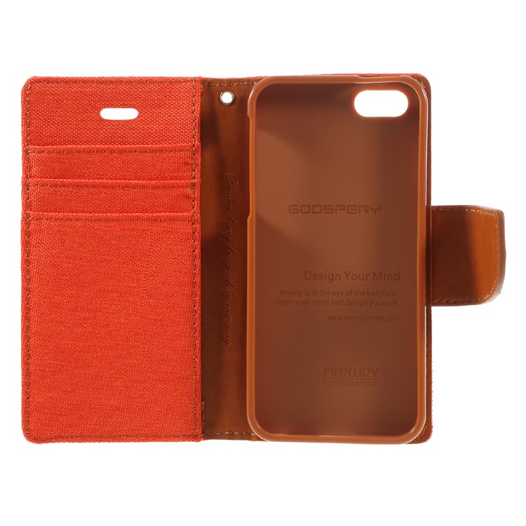 MERCURY GOOSPERY Canvas Dairy Leather Case Accessory for iPhone SE 5s 5 - Orange-10