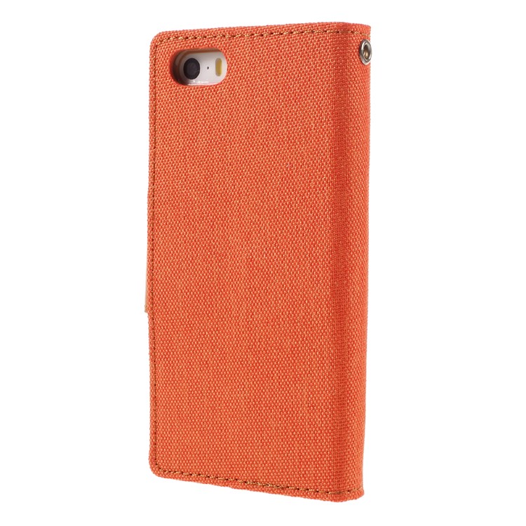 MERCURY GOOSPERY Canvas Dairy Leather Case Accessory for iPhone SE 5s 5 - Orange-2