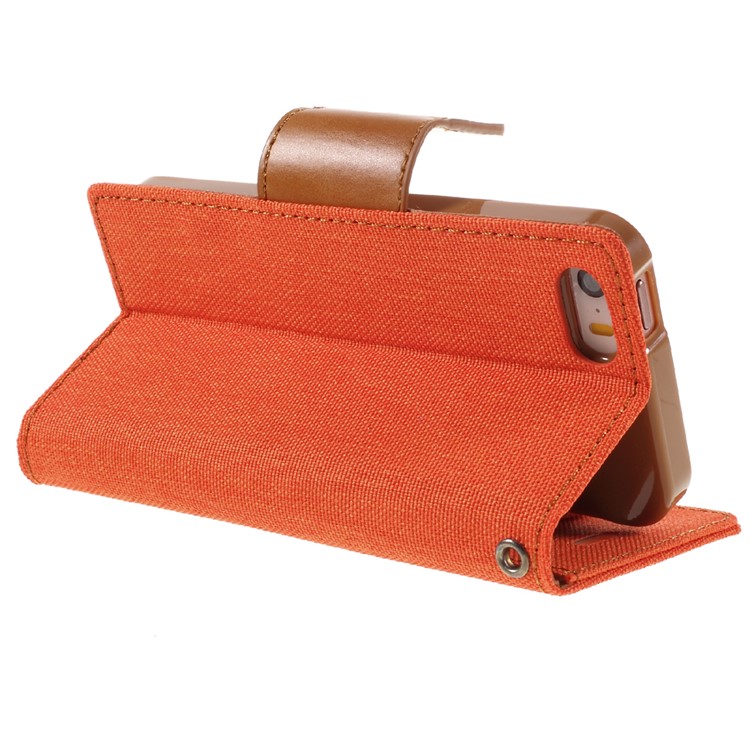 MERCURY GOOSPERY Canvas Dairy Leather Case Accessory for iPhone SE 5s 5 - Orange-5