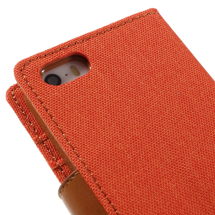 MERCURY GOOSPERY Canvas Dairy Leather Case Accessory for iPhone SE 5s 5 - Orange-9