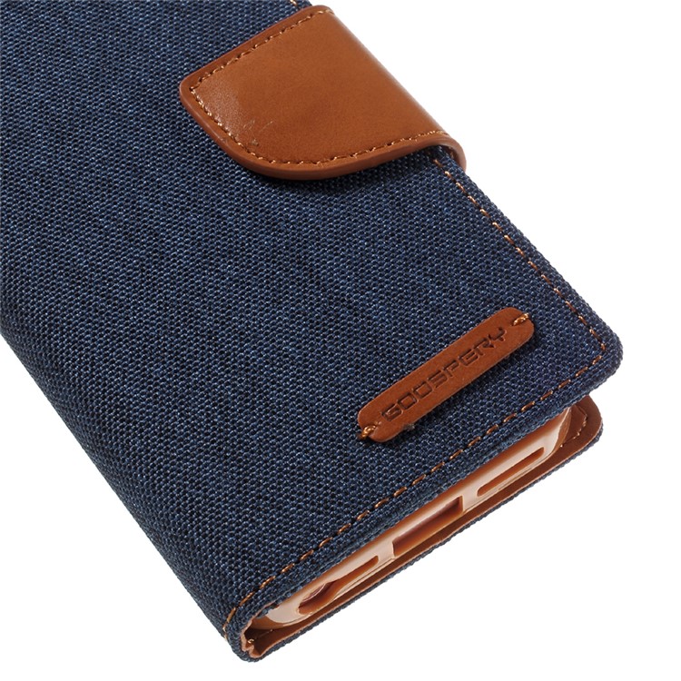 MERCURY GOOSPERY for iPhone SE 5s 5 Canvas Dairy Leather Wallet Cover - Dark Blue-8