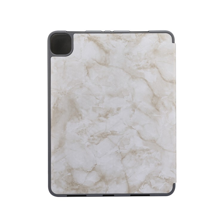 Marble Pattern Tri-fold Stand Smart Leather Case with Pen Slot for iPad Pro 11-inch (2020)/(2018) - White-2