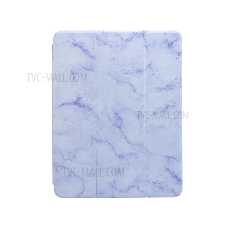 Marble Pattern Tri-fold Stand Smart Leather Case with Pen Slot for iPad Pro 11-inch (2020)/(2018) - Purple-1