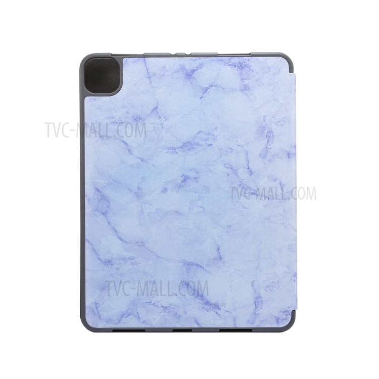 Marble Pattern Tri-fold Stand Smart Leather Case with Pen Slot for iPad Pro 11-inch (2020)/(2018) - Purple-2