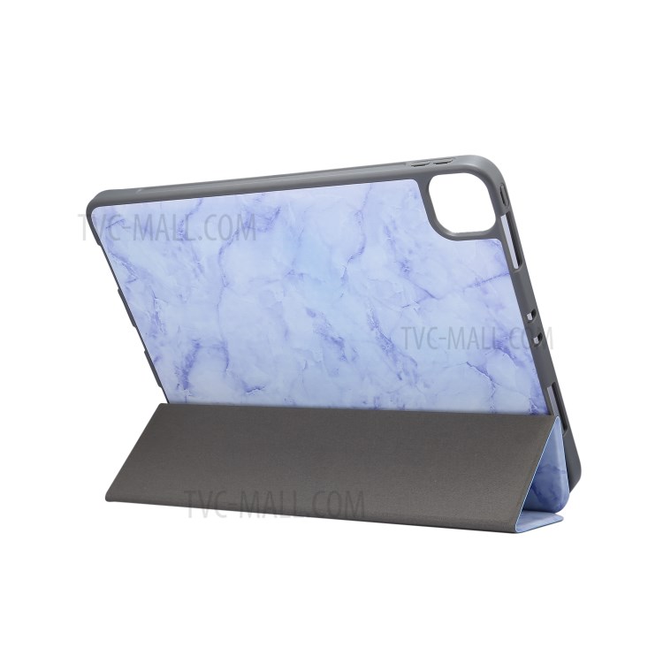 Marble Pattern Tri-fold Stand Smart Leather Case with Pen Slot for iPad Pro 11-inch (2020)/(2018) - Purple-4