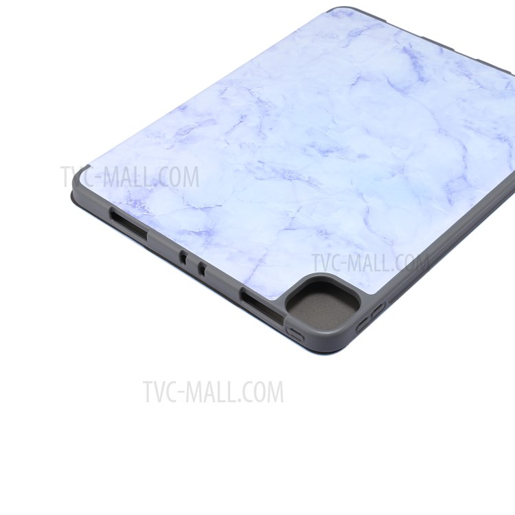 Marble Pattern Tri-fold Stand Smart Leather Case with Pen Slot for iPad Pro 11-inch (2020)/(2018) - Purple-5