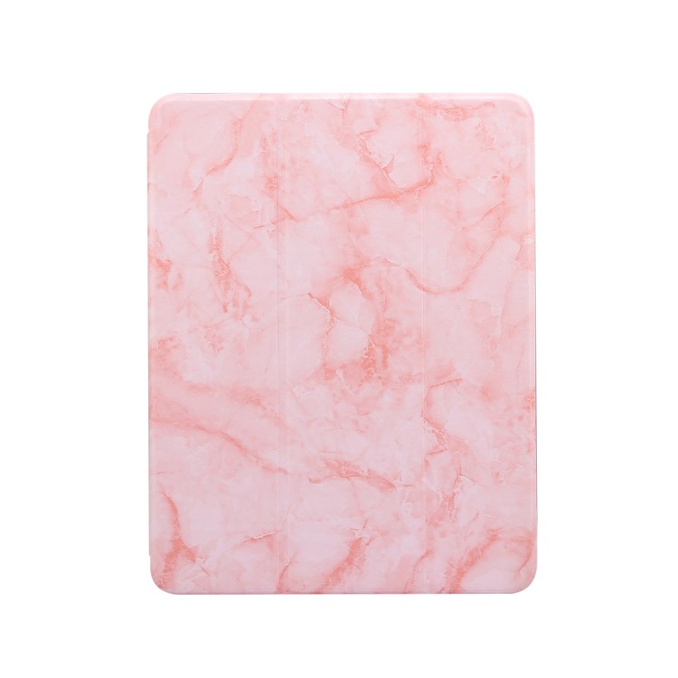 Marble Pattern Tri-fold Stand Smart Leather Case with Pen Slot for iPad Pro 11-inch (2020)/(2018) - Pink-1