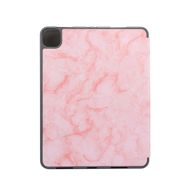 Marble Pattern Tri-fold Stand Smart Leather Case with Pen Slot for iPad Pro 11-inch (2020)/(2018) - Pink-2