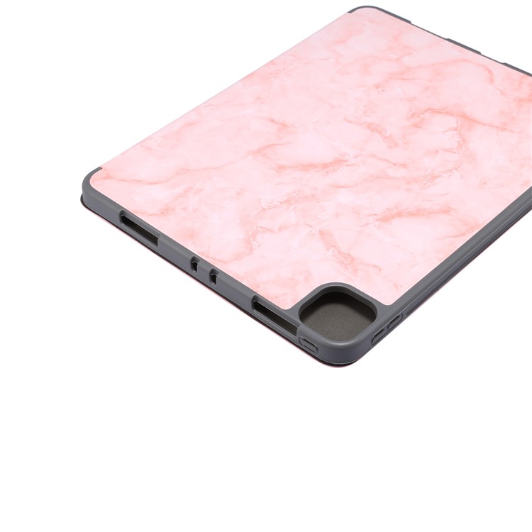 Marble Pattern Tri-fold Stand Smart Leather Case with Pen Slot for iPad Pro 11-inch (2020)/(2018) - Pink-4