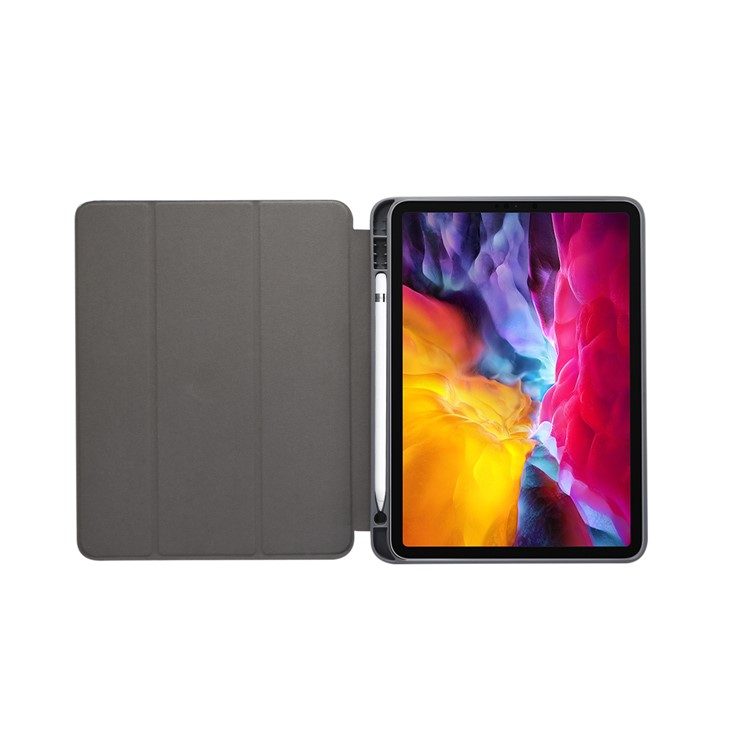 Marble Pattern Tri-fold Stand Smart Leather Case with Pen Slot for iPad Pro 11-inch (2020)/(2018) - Grey-3