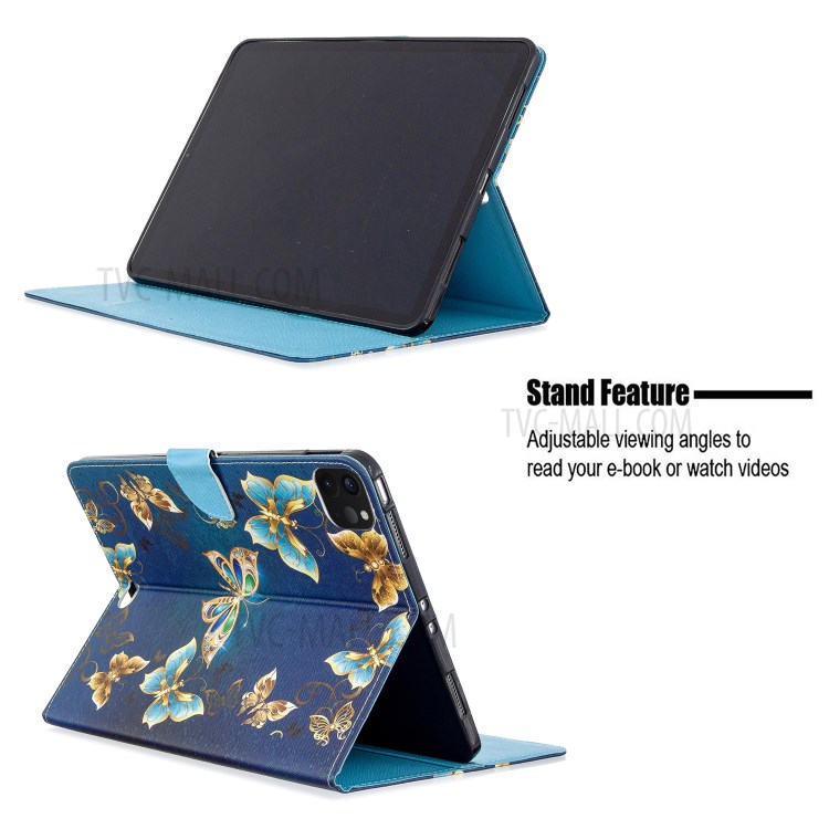 Pattern Printing Leather Wallet Case for iPad Pro 11-inch (2020) - Vivid Butterfly-9