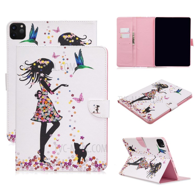 Pattern Printing Leather Wallet Case for iPad Pro 11-inch (2020) - Beauty-1
