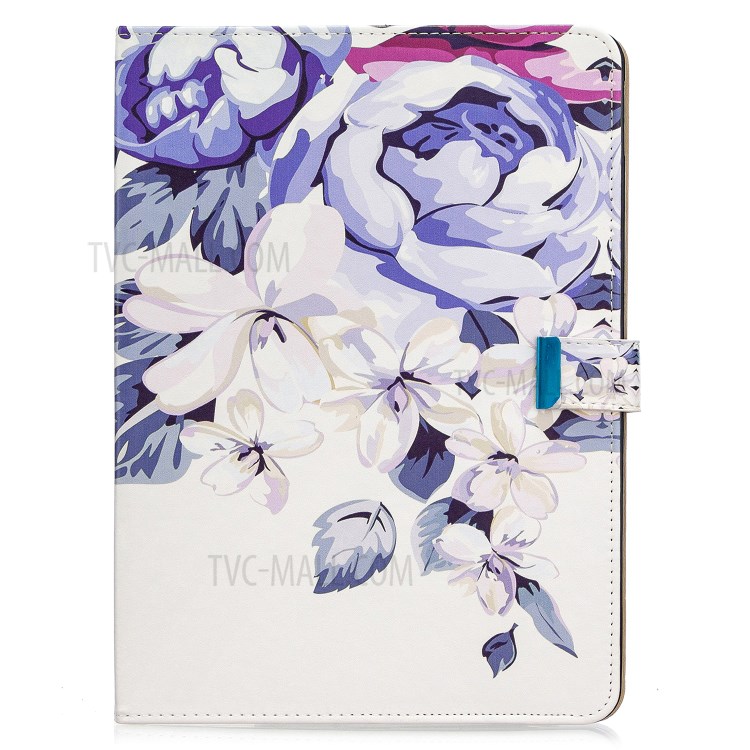Pattern Printing Leather Wallet Case for iPad Pro 11-inch (2020) - White Flower-2