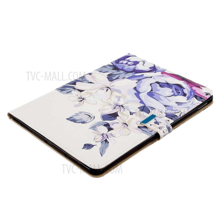 Pattern Printing Leather Wallet Case for iPad Pro 11-inch (2020) - White Flower-4