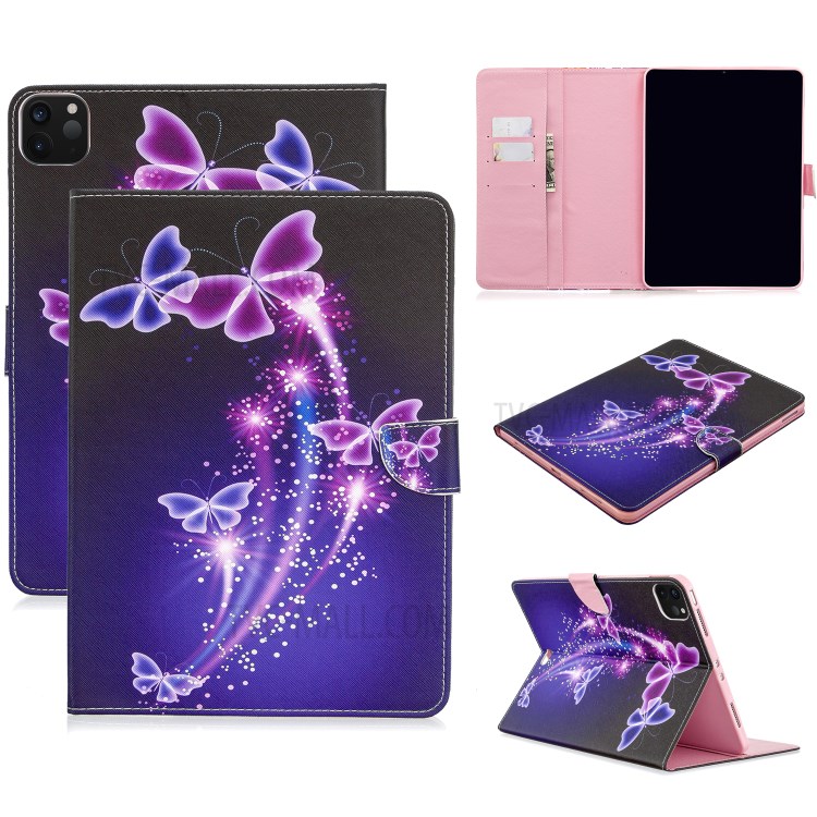 Pattern Printing Leather Wallet Case for iPad Pro 11-inch (2020) - Colorful Butterfly-1